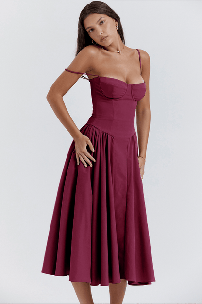 Bustier Midi Dress | Fit-and-Flare Silhouette | Soft Cotton Blend
