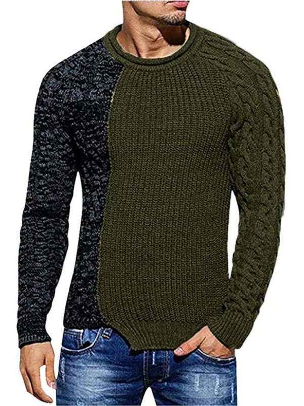 Two-Tone Knit Sweater | Patchwork Design | Modern and Warm