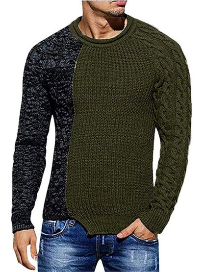 Two-Tone Knit Sweater | Patchwork Design | Modern and Warm