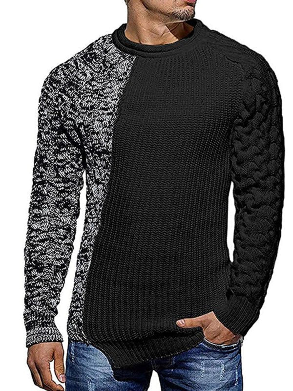 Two-Tone Knit Sweater | Patchwork Design | Modern and Warm