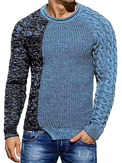 Two-Tone Knit Sweater | Patchwork Design | Modern and Warm