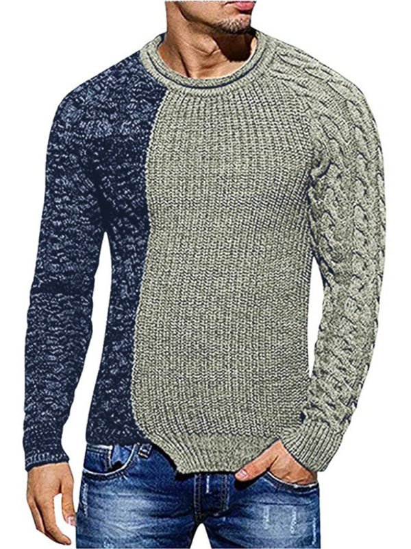 Two-Tone Knit Sweater | Patchwork Design | Modern and Warm