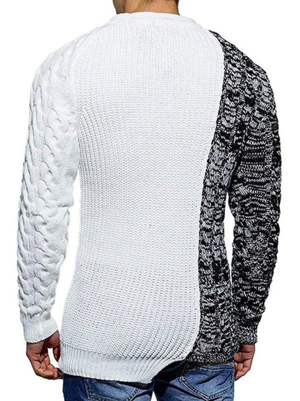 Two-Tone Knit Sweater | Patchwork Design | Modern and Warm
