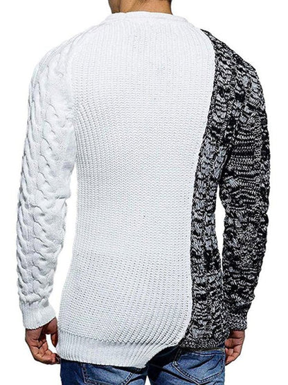 Two-Tone Knit Sweater | Patchwork Design | Modern and Warm