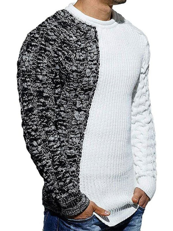 Two-Tone Knit Sweater | Patchwork Design | Modern and Warm