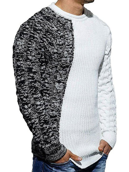 Two-Tone Knit Sweater | Patchwork Design | Modern and Warm
