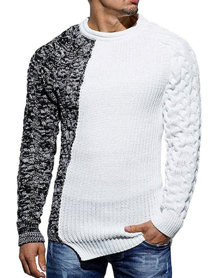 Two-Tone Knit Sweater | Patchwork Design | Modern and Warm