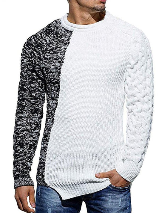 Two-Tone Knit Sweater | Patchwork Design | Modern and Warm