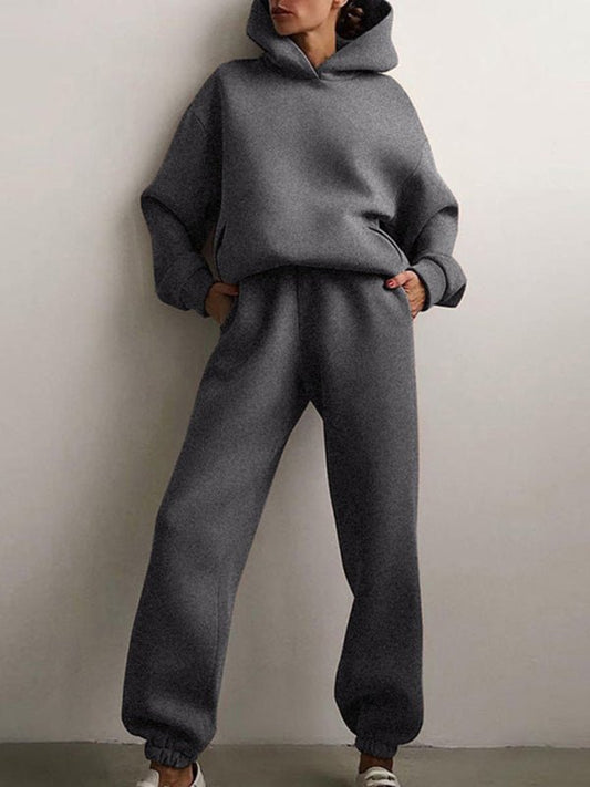 Women's Casual Hooded Loungewear Set | Long-Sleeve Hoodie & Elastic Waist Pants | Multicolour
