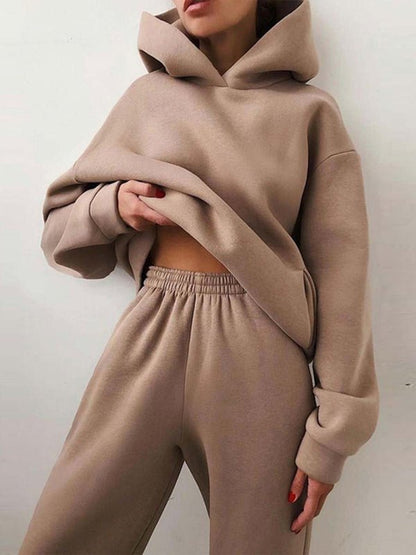 Women's Casual Hooded Loungewear Set | Long-Sleeve Hoodie & Elastic Waist Pants | Multicolour