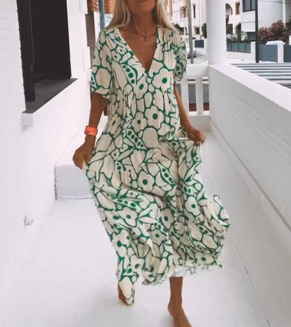 Boho Floral Maxi Dress | V-Neck Tiered Silhouette | Lightweight Summer Fit