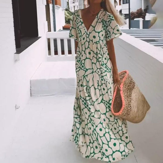 Boho Floral Maxi Dress | V-Neck Tiered Silhouette | Lightweight Summer Fit