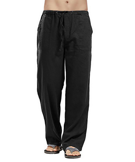 Men’s Linen Blend Drawstring Pants | Lightweight Relaxed-Fit Travel Trousers