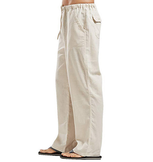 Men’s Linen Blend Drawstring Pants | Lightweight Relaxed-Fit Travel Trousers