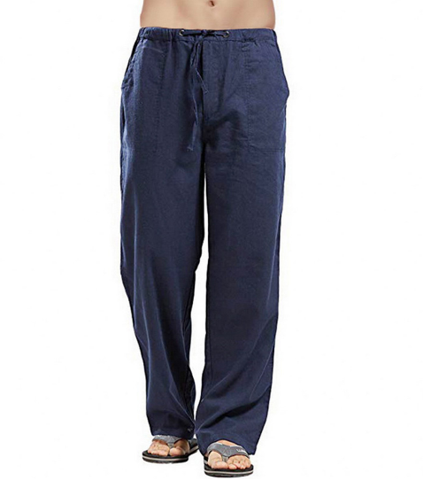 Men’s Linen Blend Drawstring Pants | Lightweight Relaxed-Fit Travel Trousers