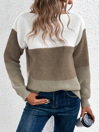 Colour-Block Knit Sweater | Soft and Cozy Fabric | Relaxed Fit | Casual Everyday Style