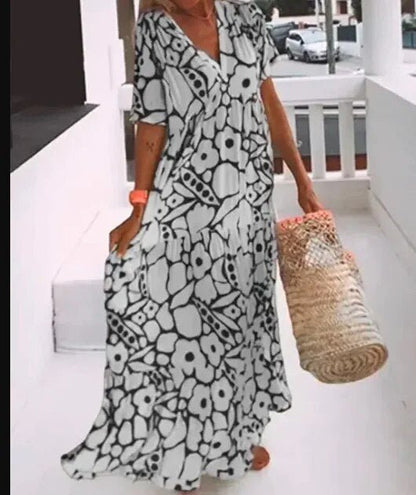 Boho Floral Maxi Dress | V-Neck Tiered Silhouette | Lightweight Summer Fit