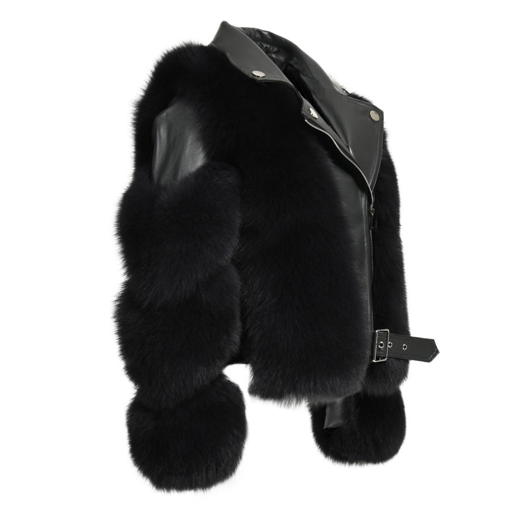 Faux Fur Biker Jacket | Luxe Layering Piece | Belted Design | Winter Glam