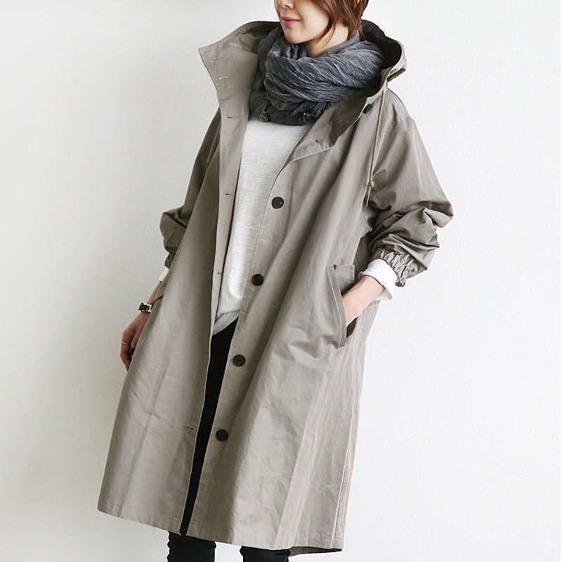 Relaxed Trench Coat | Lightweight Layering Jacket | Button-Front with Pockets