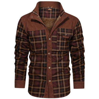 Men’s Plaid Overshirt | Contrast Yoke Shirt Jacket | Brushed Casual Layer