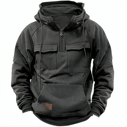 Men’s Tactical Fleece Hoodie | Utility Pocket Pullover | Midweight Outdoor Sweatshirt