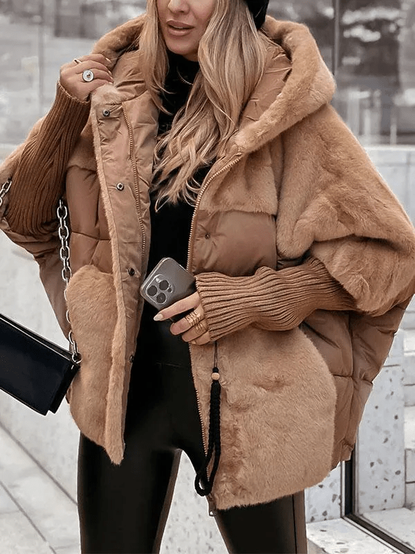 Oversized Hooded Puffer Jacket | Fur Contrast | Warm Quilted Outerwear