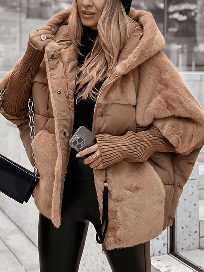 Oversized Hooded Puffer Jacket | Fur Contrast | Warm Quilted Outerwear