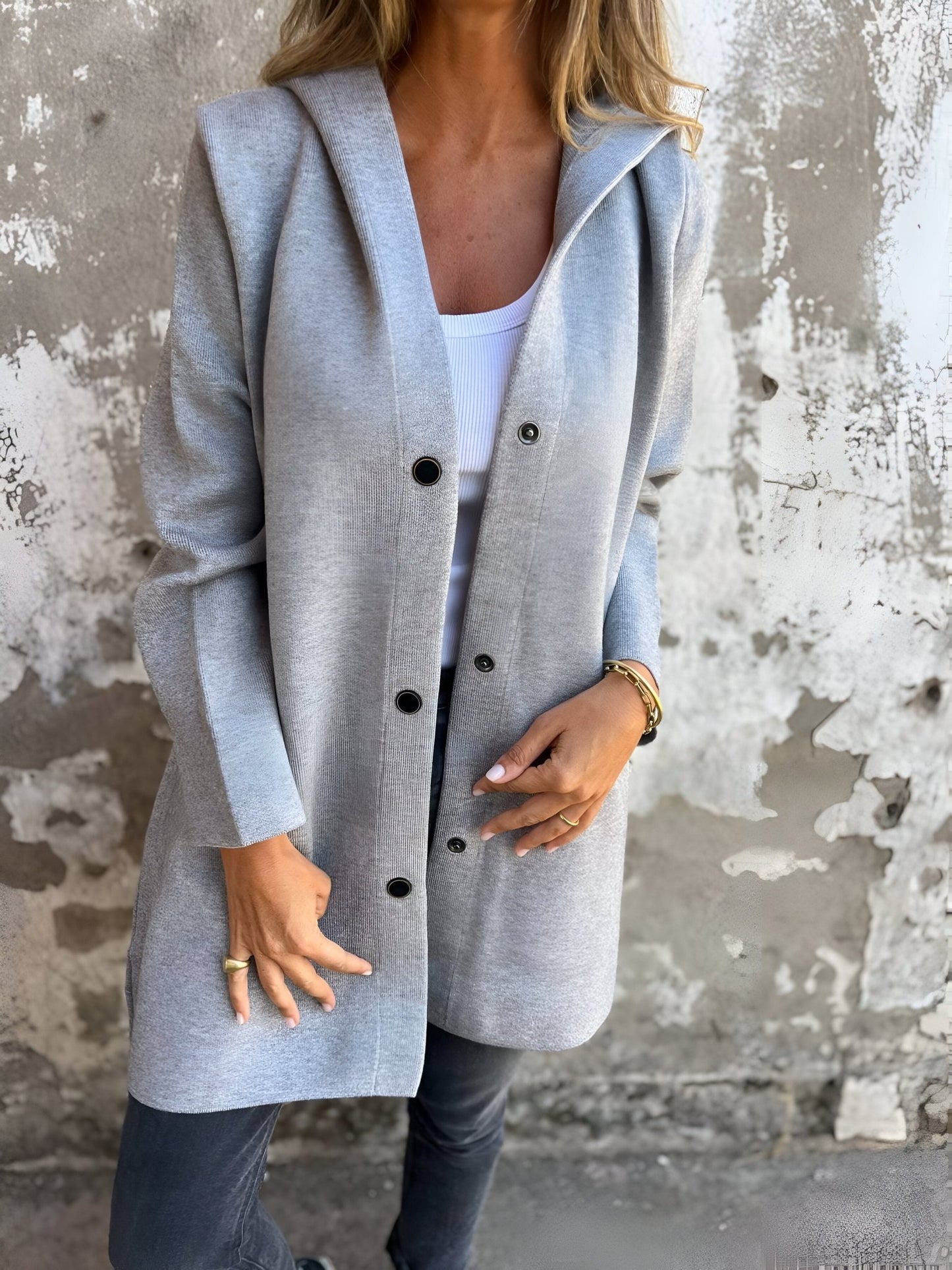 Hooded Open-Front Cardigan | Relaxed Fit | Cozy Layering Essential