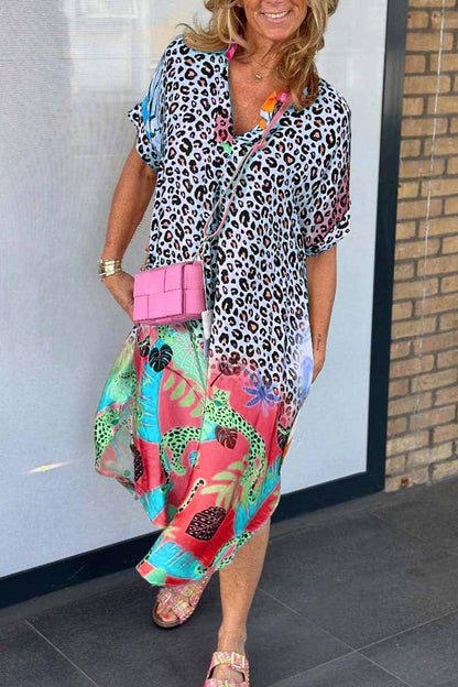 Mixed Print Midi Dress | Bold Colourblock | Relaxed Statement Fit