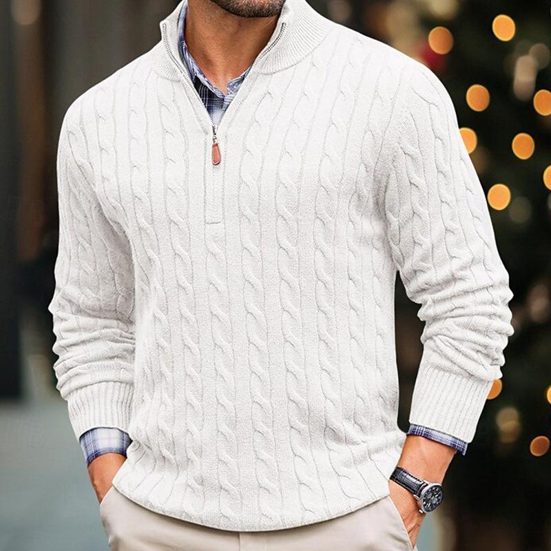 Men’s Cable Knit Quarter-Zip Sweater | Classic Pullover | Smart Casual Knitwear