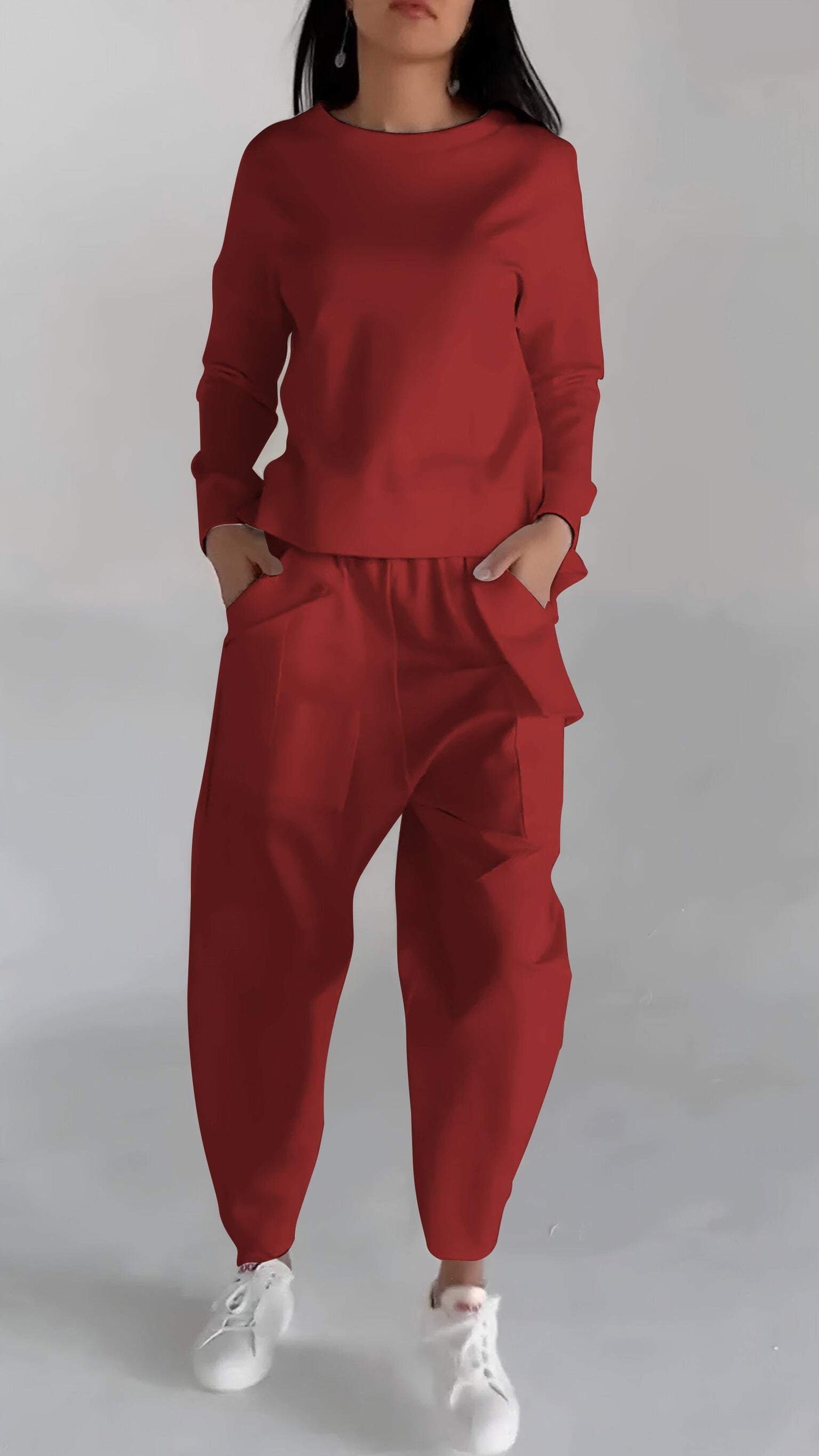 Relaxed Fit Utility Lounge Set | Crewneck Top & Tapered Cargo Pants