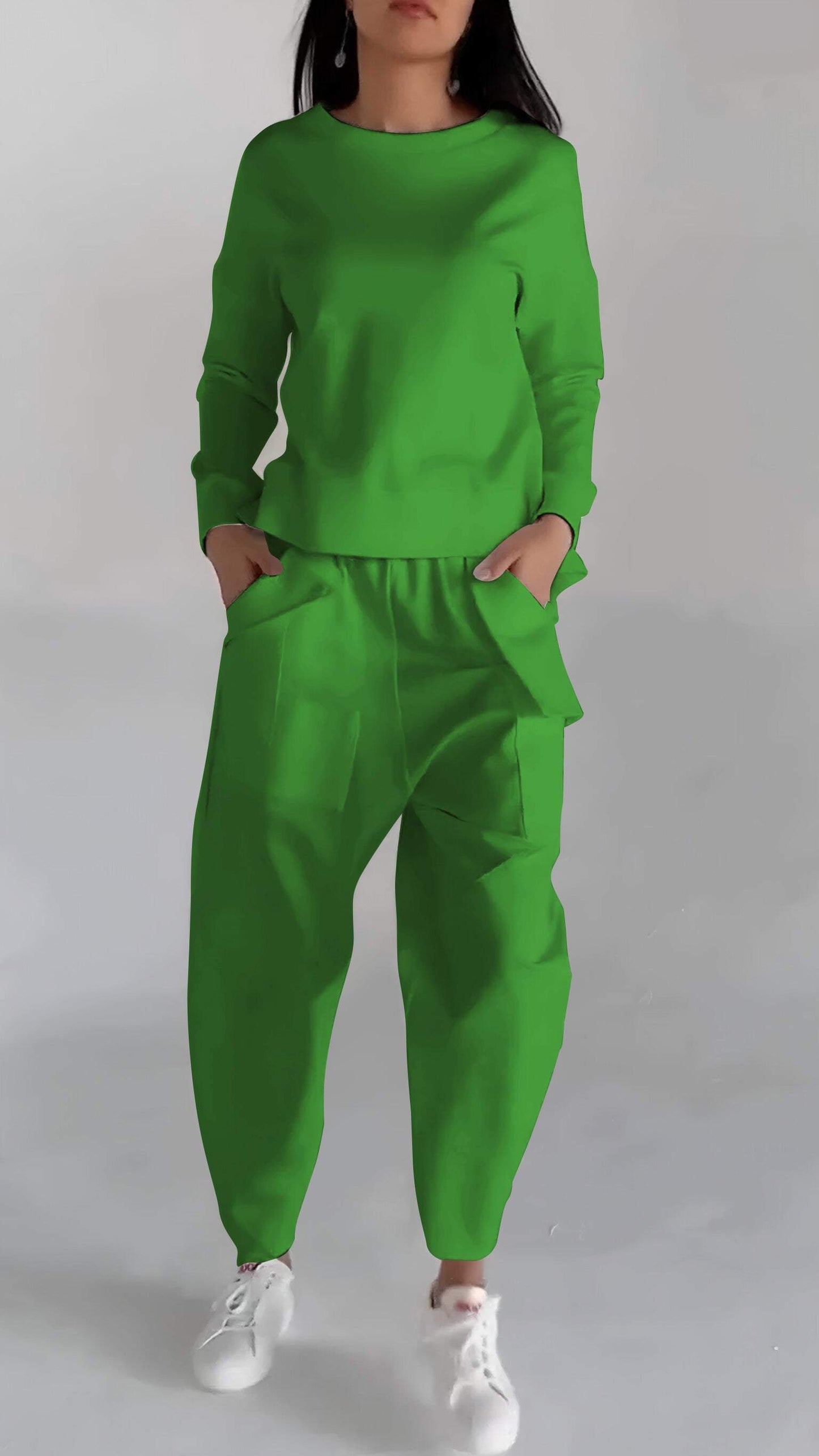 Relaxed Fit Utility Lounge Set | Crewneck Top & Tapered Cargo Pants