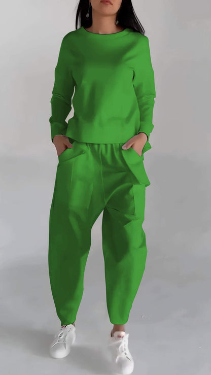 Relaxed Fit Utility Lounge Set | Crewneck Top & Tapered Cargo Pants