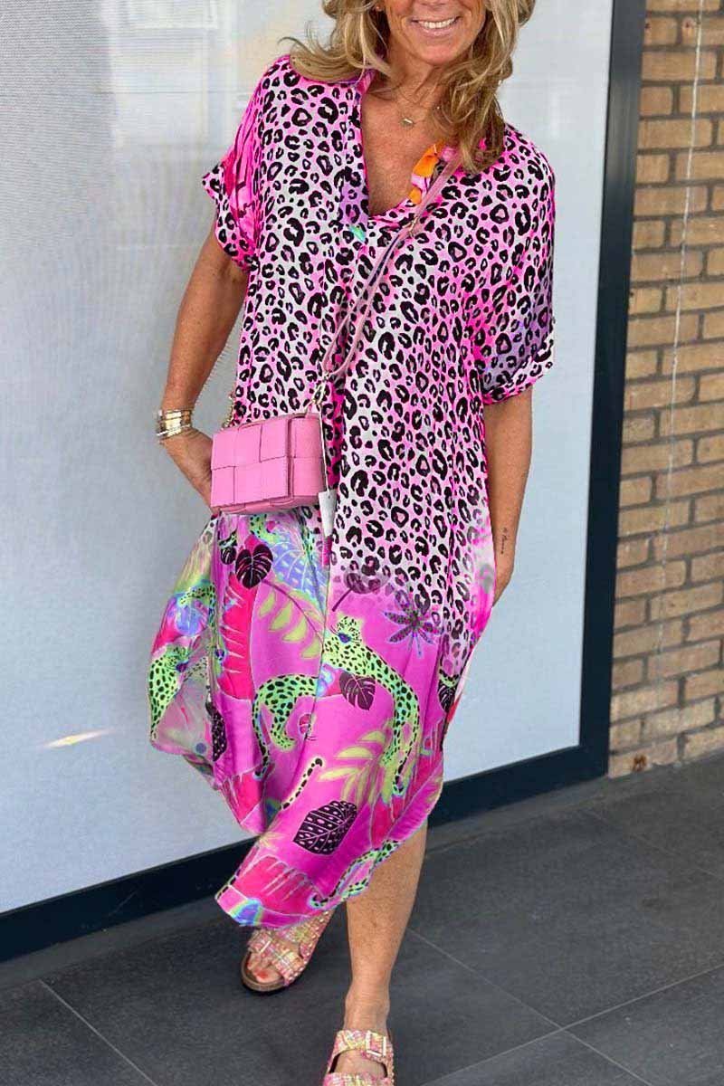 Mixed Print Midi Dress | Bold Colourblock | Relaxed Statement Fit