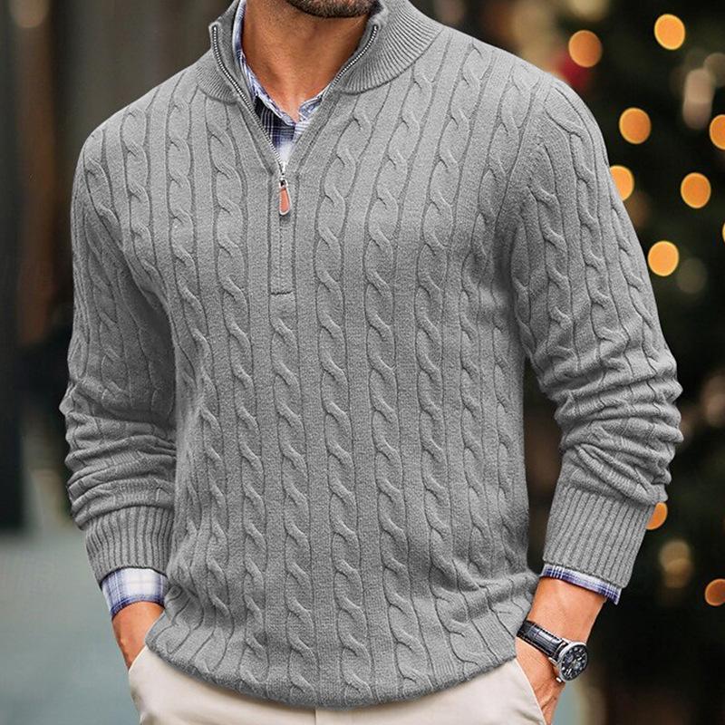 Men’s Cable Knit Quarter-Zip Sweater | Classic Pullover | Smart Casual Knitwear