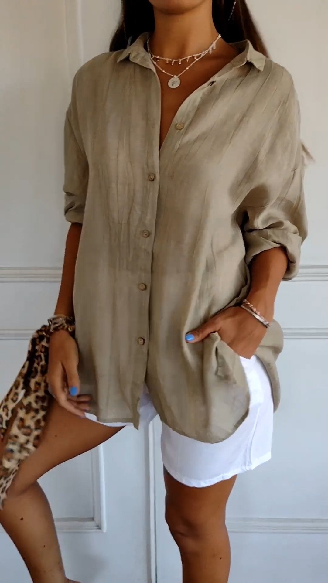Button-Up Crinkle Shirt | Long Sleeve | Lightweight Relaxed Fit