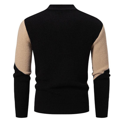Men’s Colourblock Ribbed Knit Turtleneck | Bold Contrast Sweater