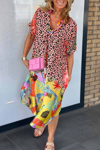 Mixed Print Midi Dress | Bold Colourblock | Relaxed Statement Fit