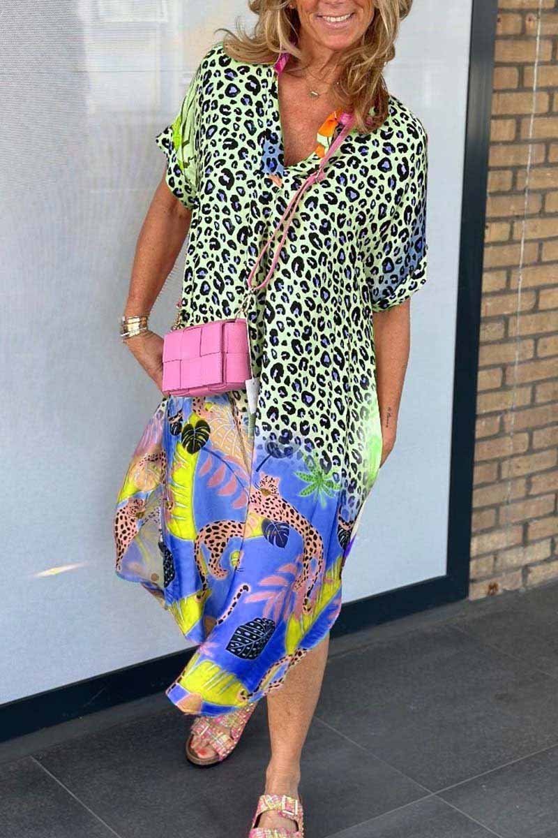 Mixed Print Midi Dress | Bold Colourblock | Relaxed Statement Fit