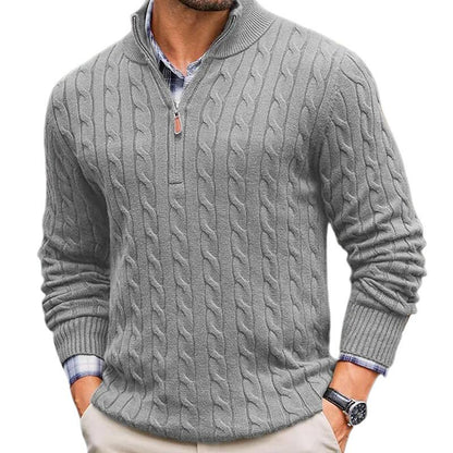 Men’s Cable Knit Quarter-Zip Sweater | Classic Pullover | Smart Casual Knitwear