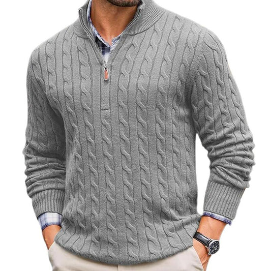 Men’s Cable Knit Quarter-Zip Sweater | Classic Pullover | Smart Casual Knitwear