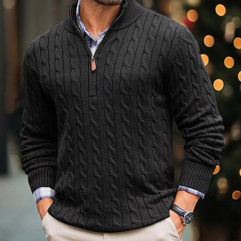 Men’s Cable Knit Quarter-Zip Sweater | Classic Pullover | Smart Casual Knitwear