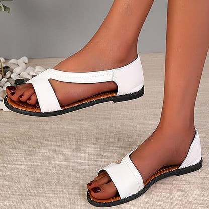 Cut-Out Slip-On Sandals | Flat Comfort Sole | Minimalist Open-Toe Design