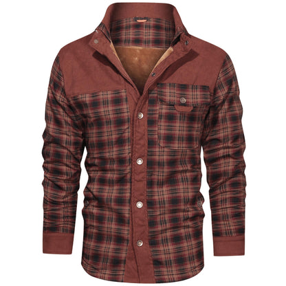 Men’s Plaid Overshirt | Contrast Yoke Shirt Jacket | Brushed Casual Layer