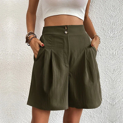 Pleated High-Waist Shorts | Relaxed Fit