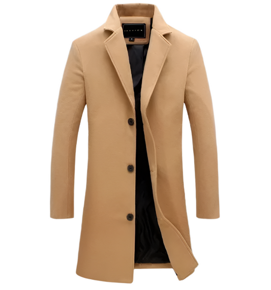 Men’s Wool-Blend Overcoat | Single-Breasted Classic Fit | Midweight Fall Jacket