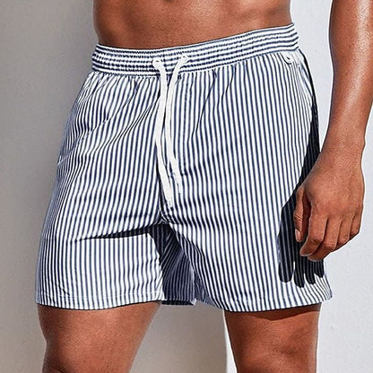 Men’s Striped Swim Shorts | Quick-Dry Boardshorts with Elastic Waistband