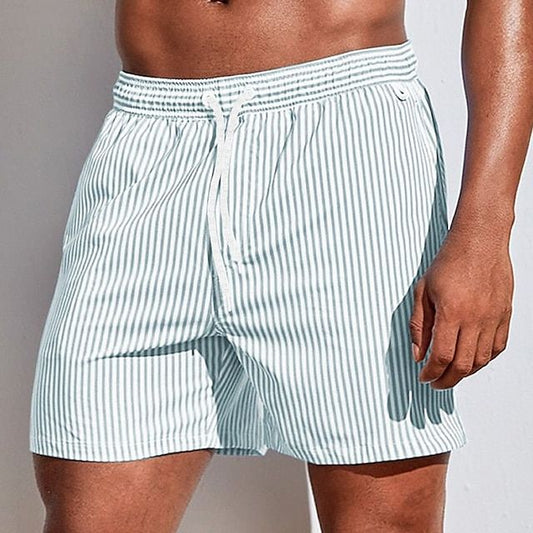 Men’s Striped Swim Shorts | Quick-Dry Boardshorts with Elastic Waistband