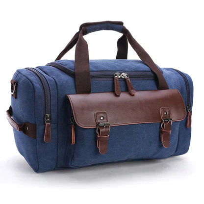 Men’s Canvas Duffel Bag | Leather Trim Travel Weekender | Carry-On Tote