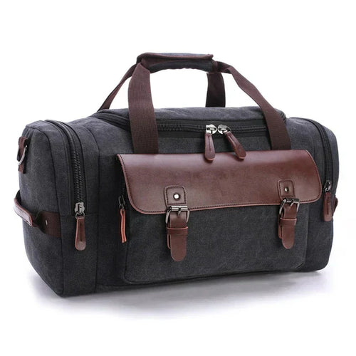 Men’s Canvas Duffel Bag | Leather Trim Travel Weekender | Carry-On Tote
